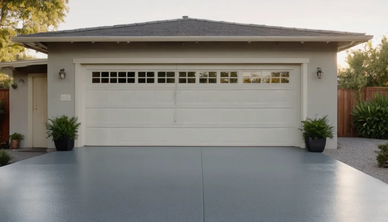 A clean epoxy-coated garage floor in a stucco home in the Laguna Niguel area